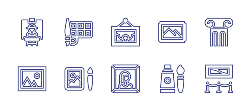 Art line icon set. Editable stroke. Vector illustration. Containing picture, column, painting, art, image.