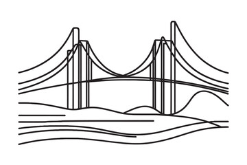 One line style bridge. Simple modern minimalist style bridge vector