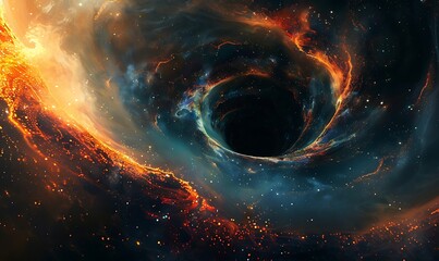 Exploring Cosmic Phenomena, Black Holes, Wormholes, Spirals in Abstract Universe - obrazy, fototapety, plakaty