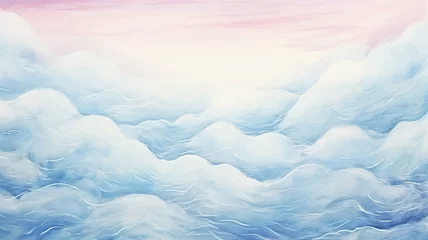 Fotobehang Abstract landscape in blue clouds, background postcard in watercolor style © kichigin19