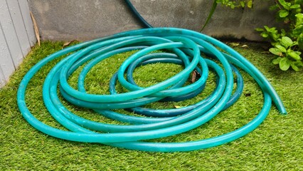hose on a green grass