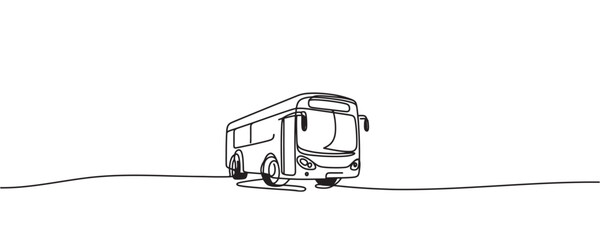 Continuous line drawing of a bus, vector illustration, public transport. bus travel concept. © Hanna