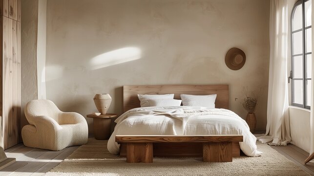 Simple bedroom in tranquility and simplicity style