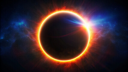 Fototapeta premium Futuristic solar eclipse on earth and black background image