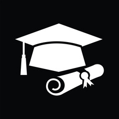 graduation cap with diploma icon - obrazy, fototapety, plakaty