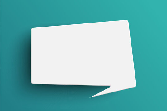 White rectangle speech bubble on green background