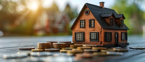 Housing Crisis: Recession Shadows Over Home Value. Concept Economic Impact, Real Estate Trends, Housing Market, Property Values, Mortgage Rates - obrazy, fototapety, plakaty