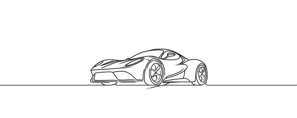 Fototapeta premium Continuous one line drawing of a speed car. vector illustration