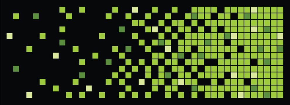 Pixel disintegration background. Decay effect. Dispersed dotted pattern. Concept of disintegration, pixel mosaic textures with simple square particles.