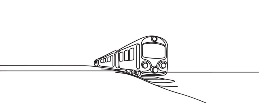 recommend clip art: Continuous line vector illustration of a railway track. one line train