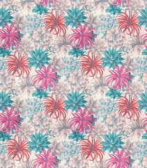 Seamless Colorful tie dye shibori print. Seamless hand drawn batik pattern.Rug textured background. Modern batik wallpaper tile. Watercolor pattern for fabric, clothes, wallpaper. Ethnic design.