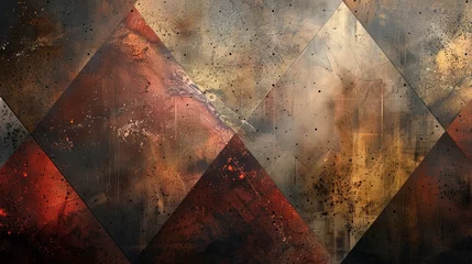 Fotobehang A dark, edgy image featuring devil and laser themes with diamond-coated abstract patterns in shades of reddish brown, taupe, and light peachy brown. © Thor.PJ
