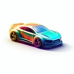 Naklejka premium a classic sport car with bright colors isolated on a white background. shiny automobile with rainbow colors. 3d illustration made with generative AI technology 
