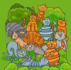 cartoon cats and kittens animal comic characters group