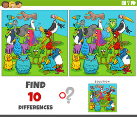 differences activity with cartoon birds characters group - 780478769