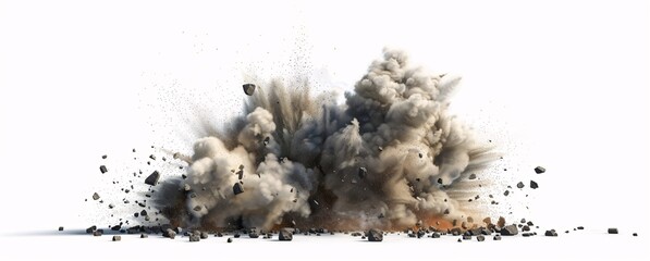 a explosion of rocks and smoke
