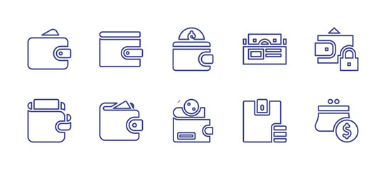 Wallet line icon set. Editable stroke. Vector illustration. Containing wallet, cash, top up.