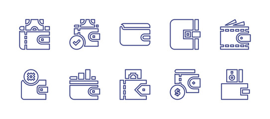 Wallet line icon set. Editable stroke. Vector illustration. Containing wallet, ewallet.