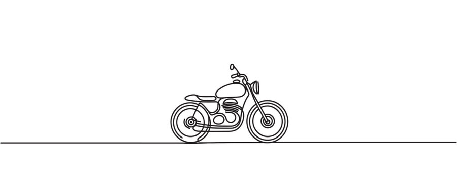 motorcycle, scooter in one line style. continuous drawing, vector illustration
