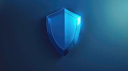 Digital security blue shield symbol. Cybersecurity or data protection concept background with free place for text