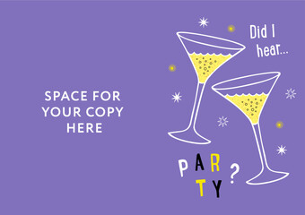 Cocktail glass party illustration for a bar or restaurant menu identification