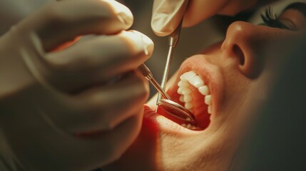 Close-up view of a dentist at work, AI Generative