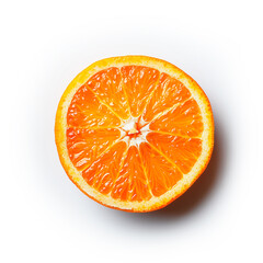 Orange Cut in Half on White Surface. Generative AI