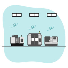涼しい室内に置かれたNCマシニング
