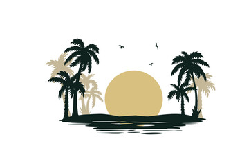 summer palm landscape exotic island vector silhouette