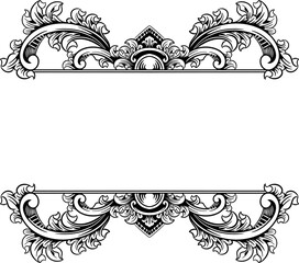 Black and white blank ornament label design stock illustration
