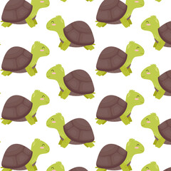 Fototapeta premium Pattern with a land turtle. Cute turtle in flat style. Seamless pattern for textile, wrapping paper, background. 