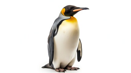 Fototapeta premium Isolated gentoo penguins against a white backdrop