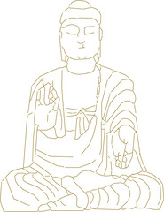 Sketch vector illustration design drawing of classical vintage traditional ethnic worship buddha statue