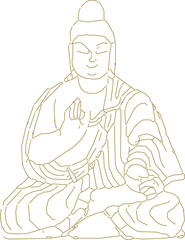 Sketch vector illustration design drawing of classical vintage traditional ethnic worship buddha statue