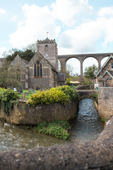 Fototapeta na wymiar Typical English Countryside Town - Pensford in Bristol England with river and viaduct