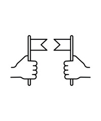 hand holding flag icon, vector best line icon.