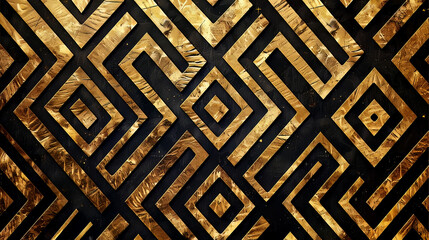 Black and gold geometric seamless pattern design luxury elegant abstract background 