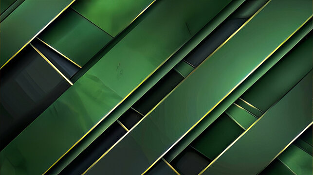 Green and black abstract geometric pattern with overlapping lines and shapes background