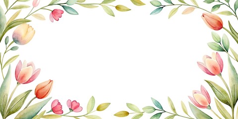 Fototapeta premium Minimalist Spring Flowers Frame With Copy space , Spring Flowers Border, Spring Floral Border