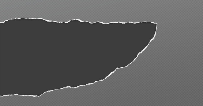 Squared grey paper with torn edges and soft shadow is on black background for text.