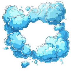 Light Blue Clouds Formed as an Open Chat Window in a Cartoon Comic Book Style