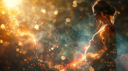 abstract pregnant woman concept - obrazy, fototapety, plakaty