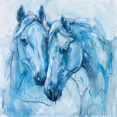 two blue horses