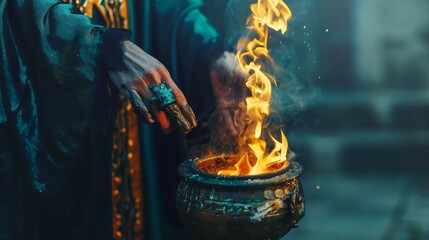 Person Holding Pot on Fire - Powered by Adobe