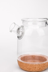 Glass teapot for brewing herbs close-up