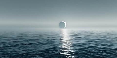 sun eclipse over a calm ocean in pale blue