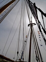 Fototapeta premium The schooner Äran (Goleta Äran) is a Baltic coasting vessel designed and built in 1903 in Viken. Escala a Castelló festival, Port Azahar, Castellon, Spain.
