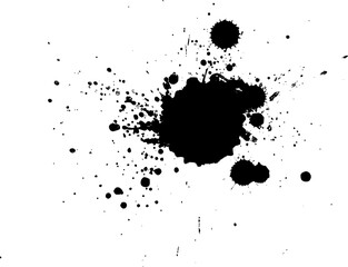 black ink brush dropped splatter splash on white background