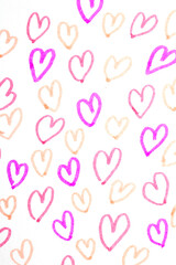 Hand Drawn Simple Scribble Love Hearts Sketch Illustration Pink on a White Background
