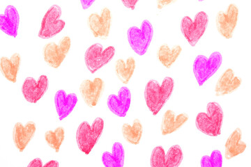 Hand Drawn Simple Scribble Love Hearts Sketch Illustration Pink on a White Background